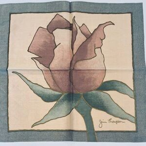 Jim Thompson Vintage Handkerchief Silk  Rose Pocket Square 15.5”